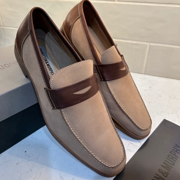 Johnston & Murphy Men’s Leather Loafers – Tan & Brown Two-Tone – Size 12M main image 5